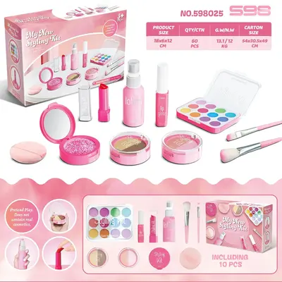 Simulated Makeup Toys Girl's Makeup Sets, Lipstick Eye Shadow Blush Makeup Brushes Mascara Playhouse Simulated Makeup Sets Sa...