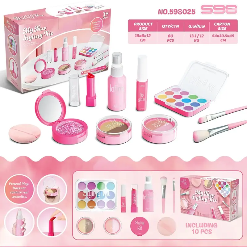 Simulated Makeup Toys Girl's Makeup Sets, Lipstick Eye Shadow Blush Makeup Brushes Mascara Playhouse Simulated Makeup Sets Sa...