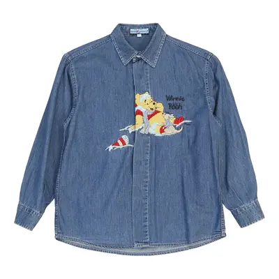 Age 9-10 Winnie the Pooh Emmanuel Schvili Cartoon Denim Shirt - Medium Blue Cotton | Size: medium
