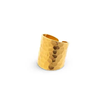 Nudo Gold Long hammered Ring (adjustable)
