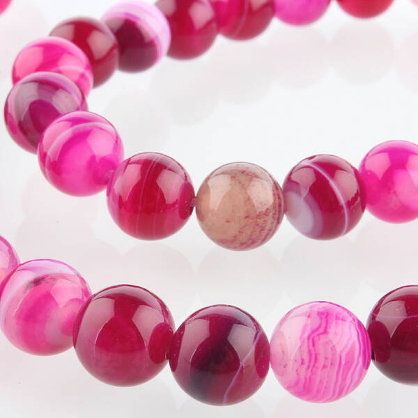 Natural Striped Agate/Banded Agate Round Bead Strands