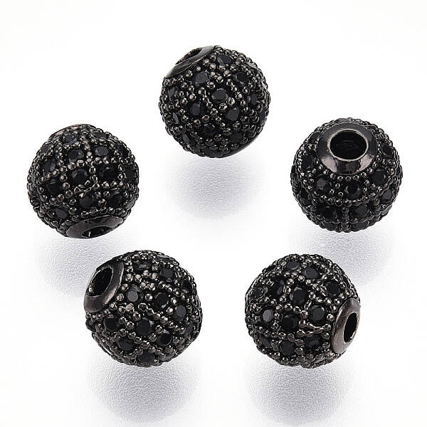 Rack Plating Brass Cubic Zirconia Beads