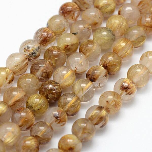 Grade AA Natural Gold Rutilated Quartz Beads Strands