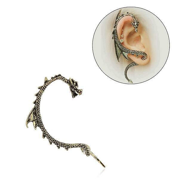 Alloy Dragon Front Back Stud Earrings