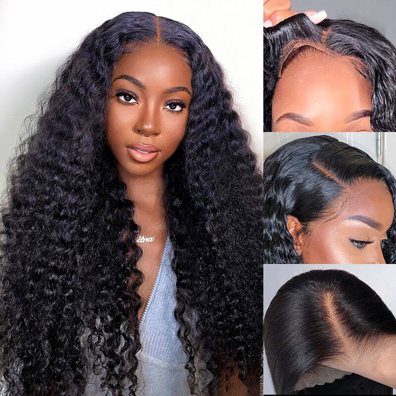 Pre Plucked Hairline Glueless Human Hair Wig Deep Wave Pre Cut Lace Wear and Go Wig