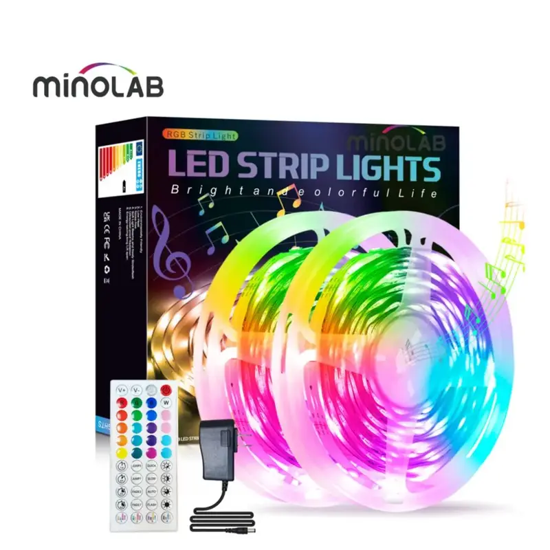 Summer Minolab Colorful LED Lights, 2 Rolls RGB LED Strip Light with APP & Remote Control, Music Sync Color Changing LED Ligh...