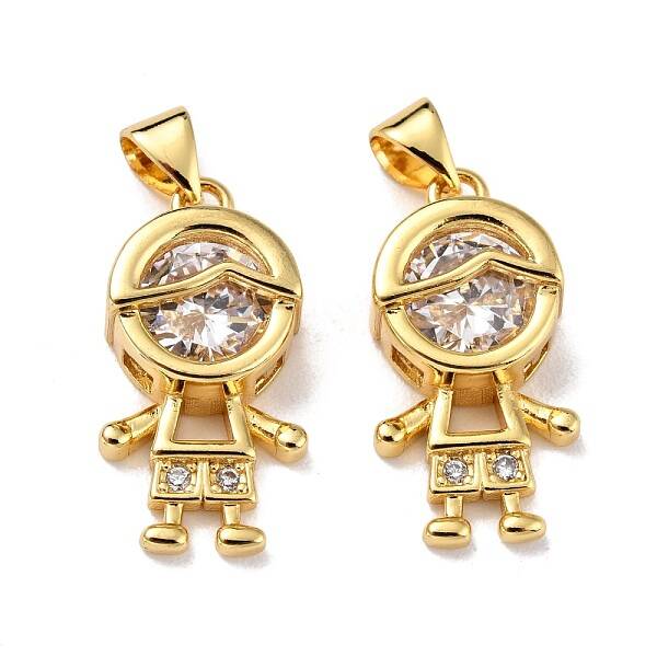 Brass Micro Pave Clear Cubic Zirconia Pendants