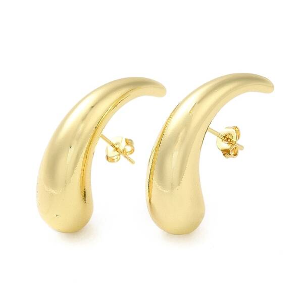 Rack Plating Brass Teardrop Stud Earrings for Women