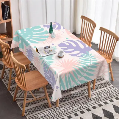 Lovely Cyan Purple Pink Leaves Rectangle Tablecloth - Aperturee