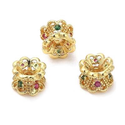 Rack Plating Brass Cubic Zirconia Spacer Beads