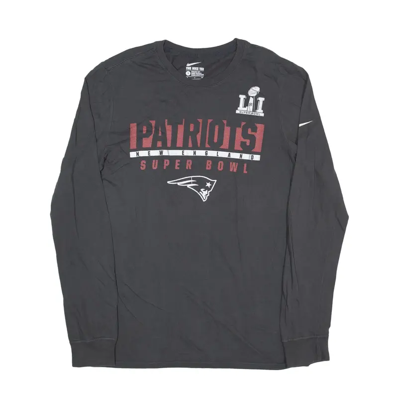 NIKE New England Patriots USA T-Shirt Grey Long Sleeve Mens S