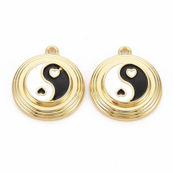 Rack Plating Light Gold Alloy Enamel Pendants