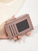 Women's Solid Color Zipper Pu Leather Wallet, Fashionable Zipper Wallet Design Purse for Daily Used, Card Holder Wallet, Casu...