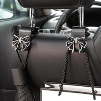 Cute Bowknot Design Car Seat Back Hook, Rhinestone Decor Car Seat Back Hanger, Universal Automotive Interior Accessories for...
