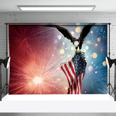 Eagle American Flag Bokeh Independence Day Backdrop - Aperturee