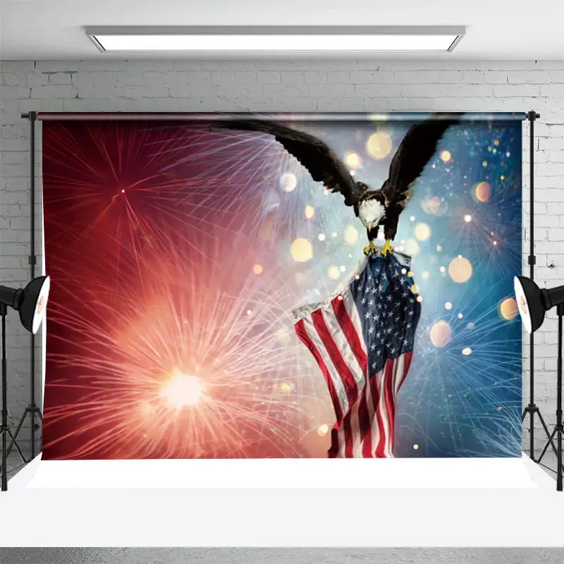 Eagle American Flag Bokeh Independence Day Backdrop - Aperturee
