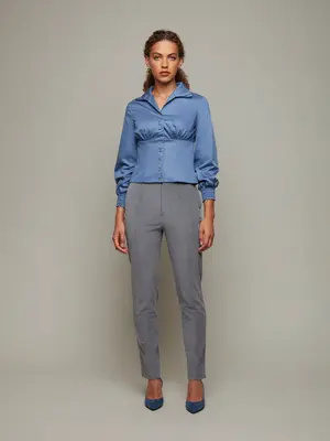 ROOT | Ruched Fitted Shirt | Size: Graphite / XXS
