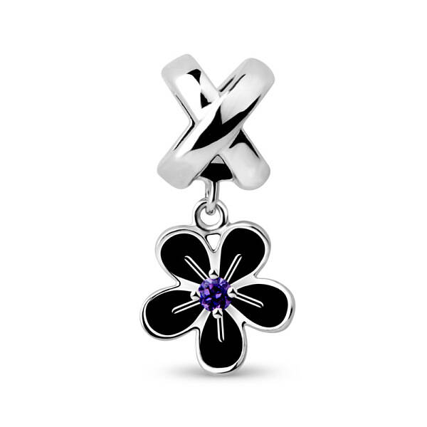 Rhodium Plated 925 Sterling Silver Flower European Dangle Charms