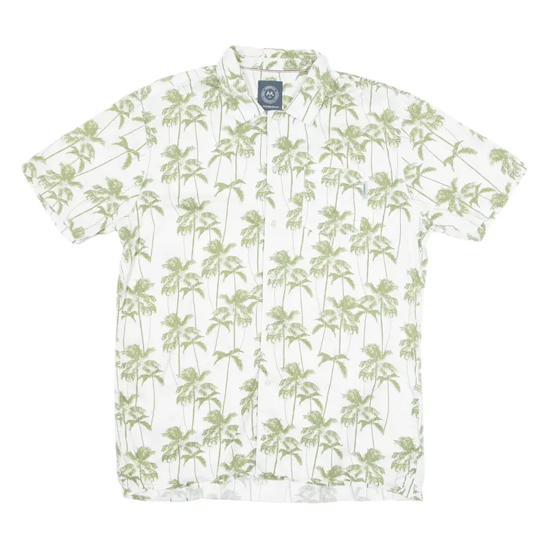 LINDBERGH Mens Hawaiian Shirt White Crazy Pattern L
