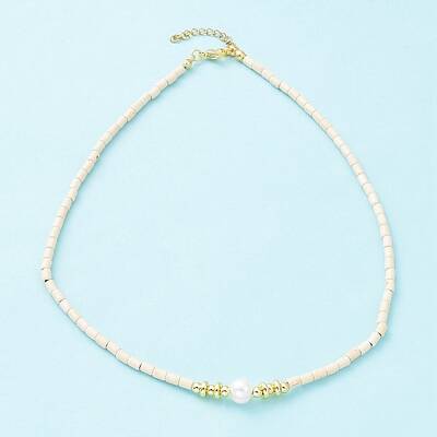 Synthetic Turquoise & Natural Pearl Beaded Necklace
