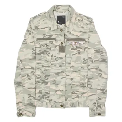 TAMMY WEIJL Embellished Womens Denim Jacket Grey Camouflage S