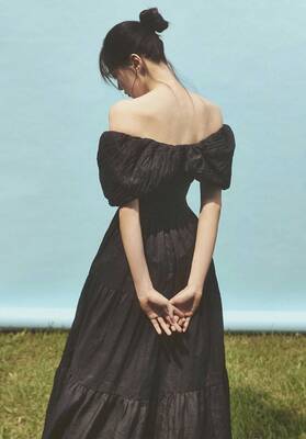 Dress Loren Solid Off S Aw23-044 Black | Color: BLACK | Size: M