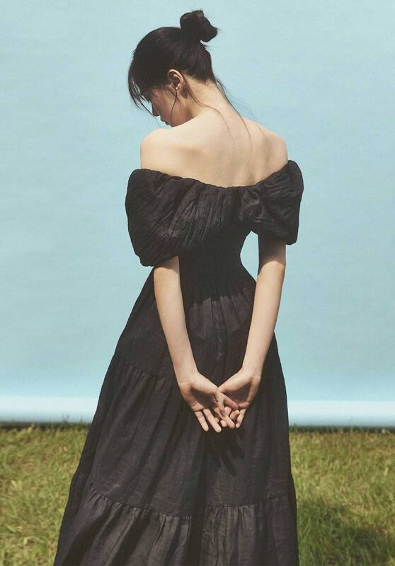 Dress Loren Solid Off S Aw23-044 Black | Color: BLACK | Size: M