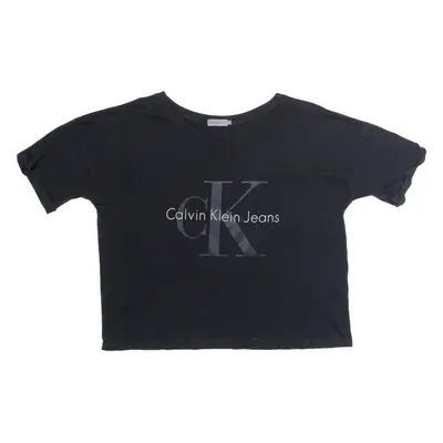 CALVIN KLEIN JEANS Cropped Womens T-Shirt Black Crew Neck M