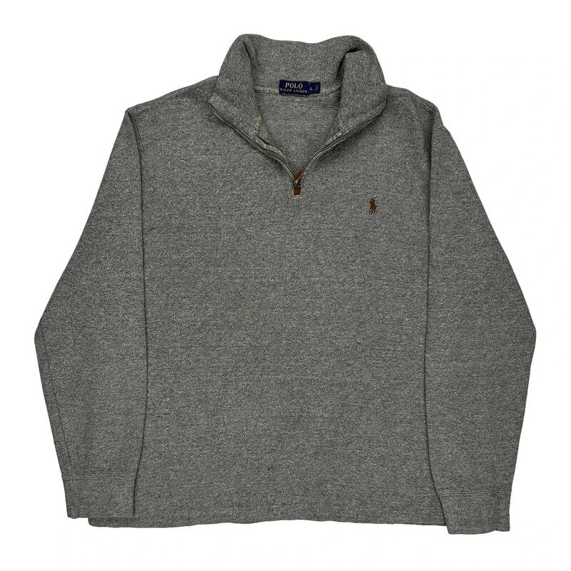 Polo By Ralph Lauren 1/4 Zip - Large Grey Cotton Blend