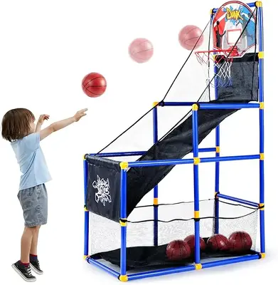 2025 Toys for Kids Arcade Basketball Game Set with 4 Balls and Hoop Outdoor Sport Play - Easy Set Up - Air Pump Included Chri...
