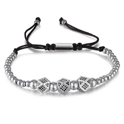 Non-Tarnish Stainless Steel Round Ball Braided Beaded Bracelets