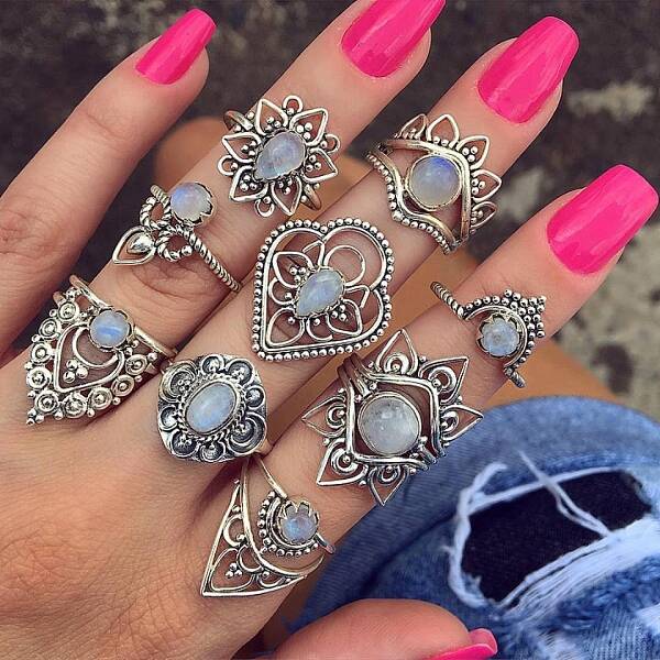 Natural Moonstone Finger Rings
