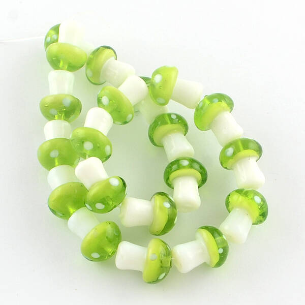 Mushroom Handmade Lampwork Beads Strands