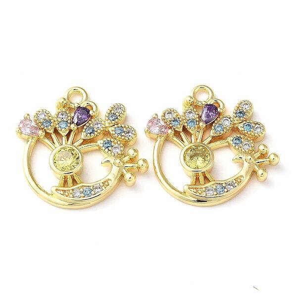 Brass Micro Pave Cubic Zirconia Pendants