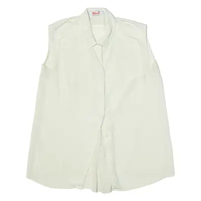 YARELL Blouse Plain Shirt Cream 90s Sleeveless Womens M