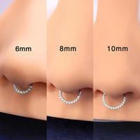 Oufer 16G CZ Front Face Hinged Segment Septum Daith Piercing Hoop Ring 316L Stain Steel Inner Dimater 6mm 7mm 8mm 9mm 10mm