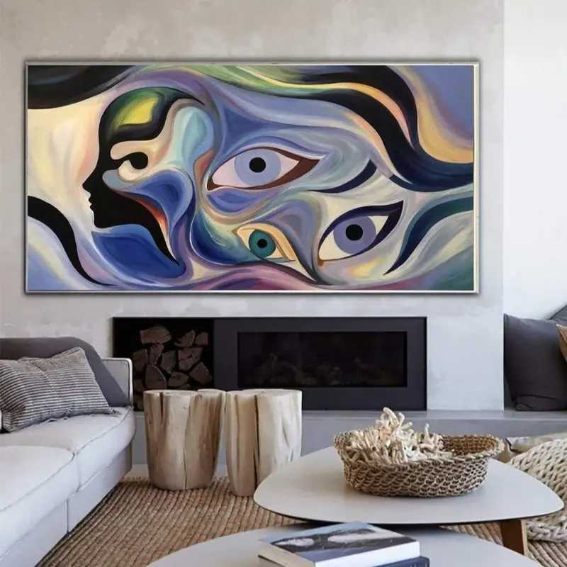 Large Oil Painting Original Canvas Figurative Art Abstract Human Paintings On Canvas Colorful Wall Art for Hotel Decor | EYES...