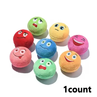 Random Color Emotions Pattern Pet Ball, 1 Count Cute Pet Stuffed Plushies for Indoor Outdoor, Pet Squeaky Plush Toy for Dogs ...