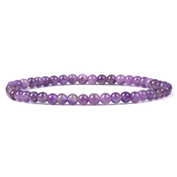 4mm Round Natural Amethyst Beads Bracelet for Men
