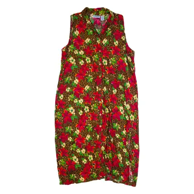 LAURA ASHLEY Womens Tea Dress Brown 90s Floral Sleeveless Long 2XL