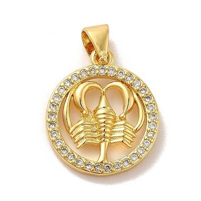 Zodiac Theme Brass Micro Pave Cubic Zirconia Pendants