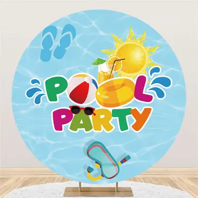 Aperturee Hot Summer Swimming Pool Party Circle Holiday Backdrop | Birthday Party Decorations | Birthday Curtain Backdrop | B...