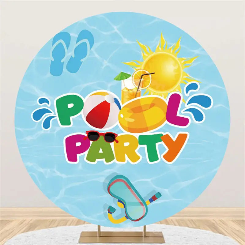 Aperturee Hot Summer Swimming Pool Party Circle Holiday Backdrop | Birthday Party Decorations | Birthday Curtain Backdrop | B...