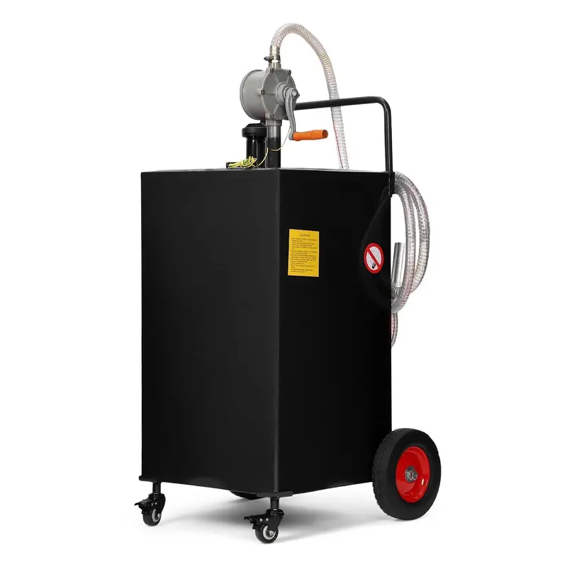 Garvee 40-Gallon Fuel Caddy - Portable Polyethylene Gasoline and Diesel Tank with Manual Rotary Pump, 360° Swivel Connector,...