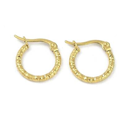 PVD Vacuum Plating 202 Stainless Steel Hammered Hoop Earrings