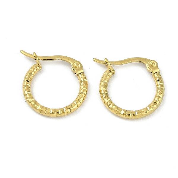 PVD Vacuum Plating 202 Stainless Steel Hammered Hoop Earrings