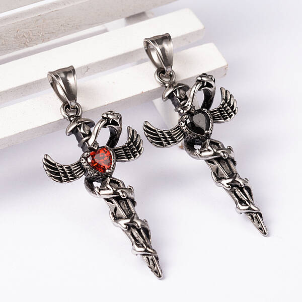 304 Stainless Steel Big Pendants with Rhinestone