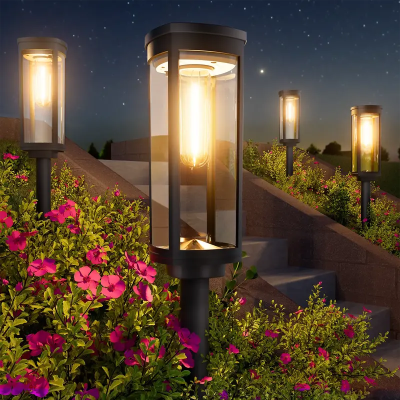 Outdoor Solar Aisle Lights, 8 Pack Solar Garden Lights Waterproof IP65, Auto On/Off Outdoor Lights for Lawn Patio Walkway Dri...