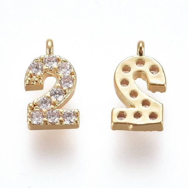 Brass Micro Pave Clear Cubic Zirconia Charms