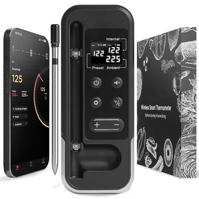 Smart Wireless Meat Thermometer, Long Range Bluetooth-compatible Meat Thermometer, Digital Instant Read Food Thermometer for ...